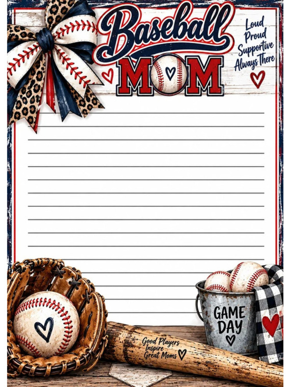 Baseball Mom 5x7 Notepad Set 2 Game Day Baseball Gift for Moms